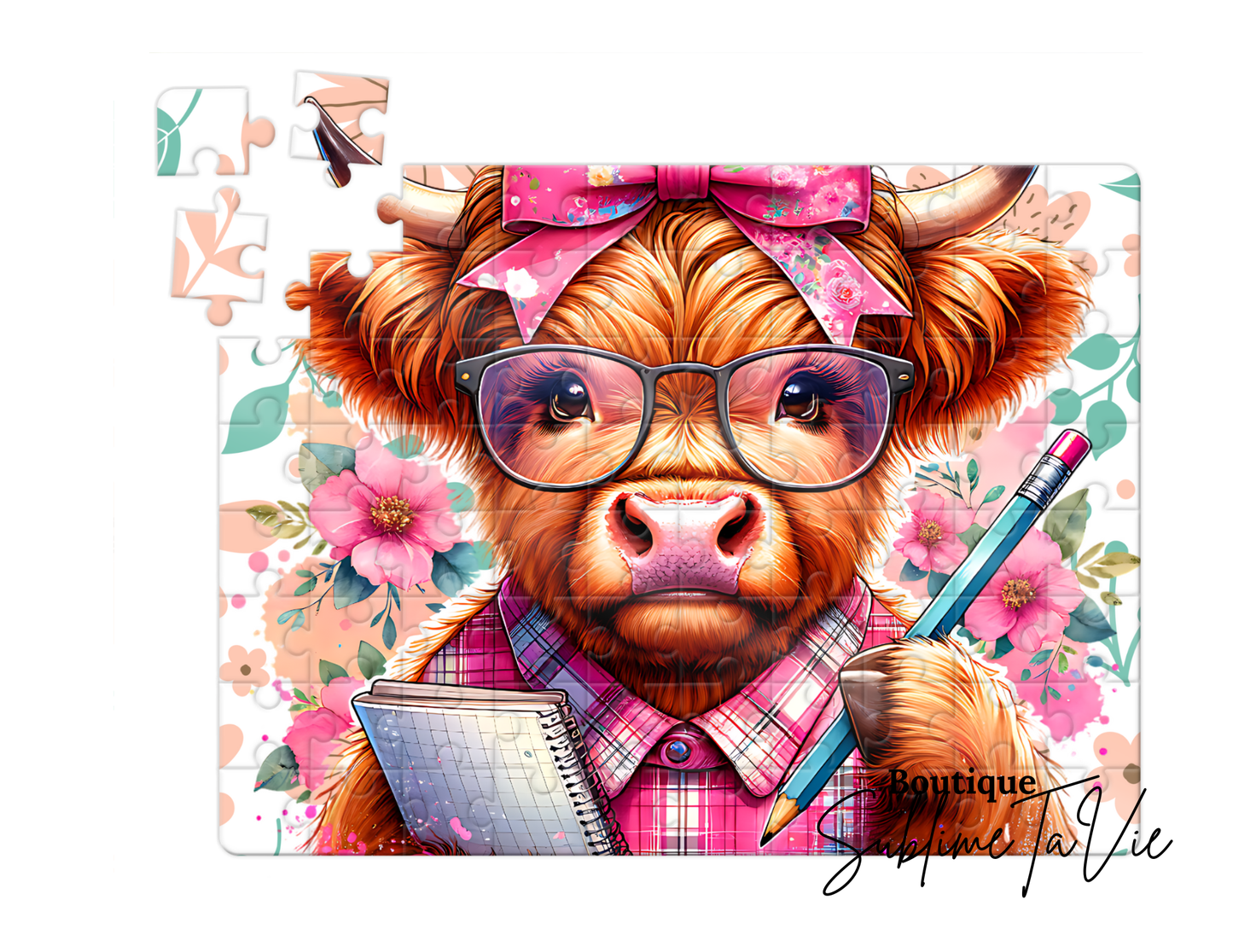 Casse-tête 80 pièces vache écolière