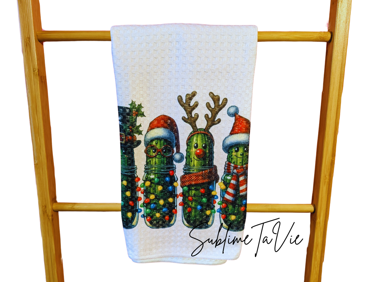 Serviette de cuisine cornichons de Noël