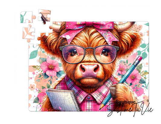 Casse-tête 80 pièces vache écolière