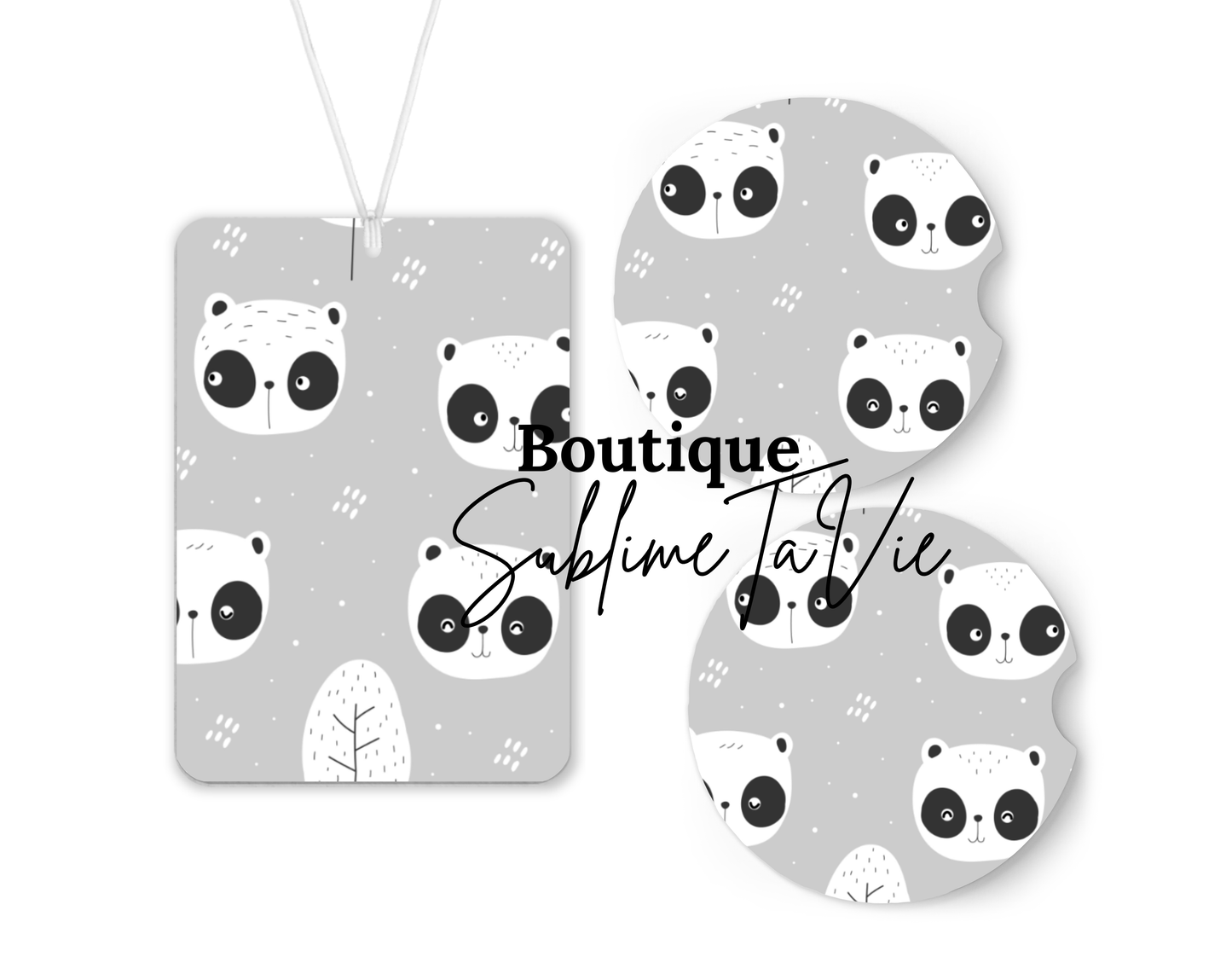 Désodorisant et sous verres de voiture panda