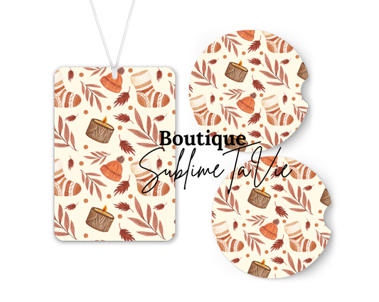 Désodorisant et sous verres de voiture hiver/automne