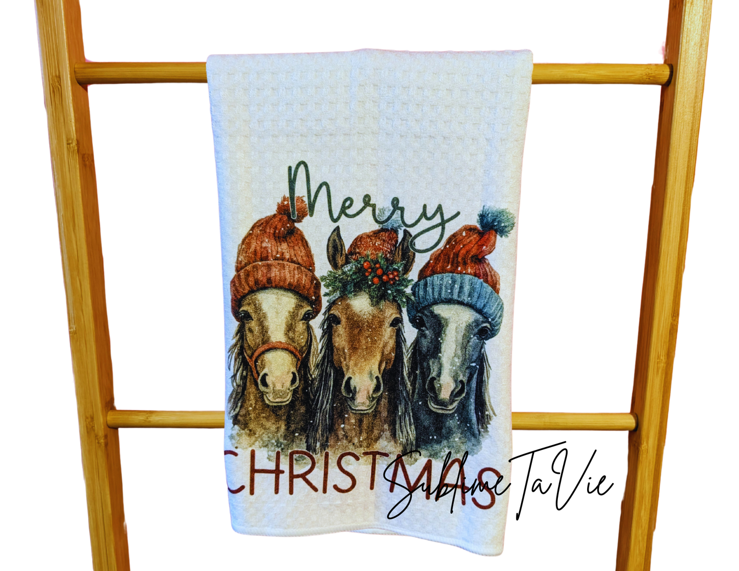 Serviette de cuisine cheval de noël
